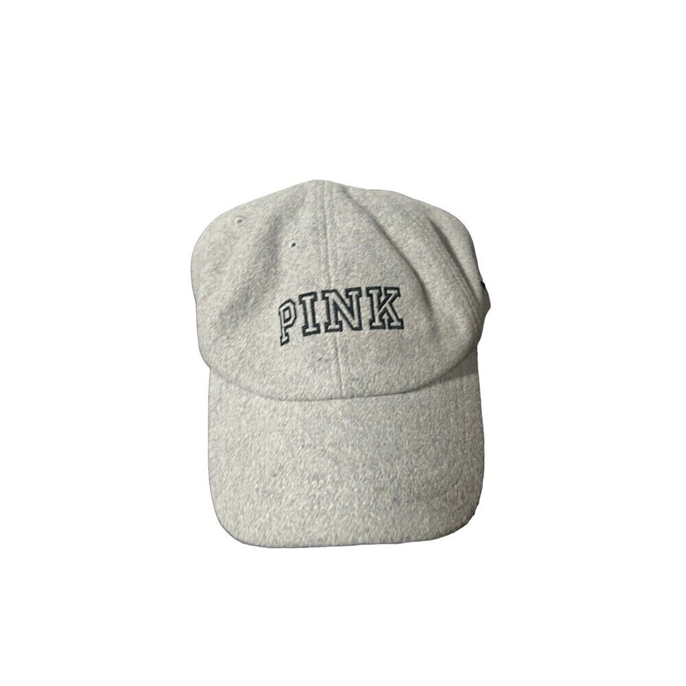 Victoria Secret PINK Baseball Style Hat 52% Wool Grey With Black Letters